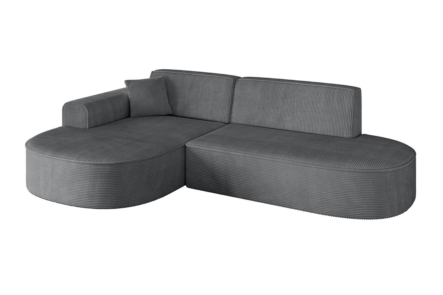 ECKSOFA Ottomane Links MARI-L1 - 232x163x73,5 cm Dunkelgrau Cord - Dunkelgrau/Schwarz, Holzwerkstoff/Kunststoff (163/234cm) - ALTDECOR