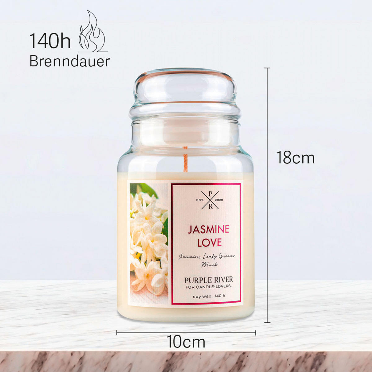 DUFTKERZE Purple River - Weiß, Naturmaterialien/Glas (18cm)