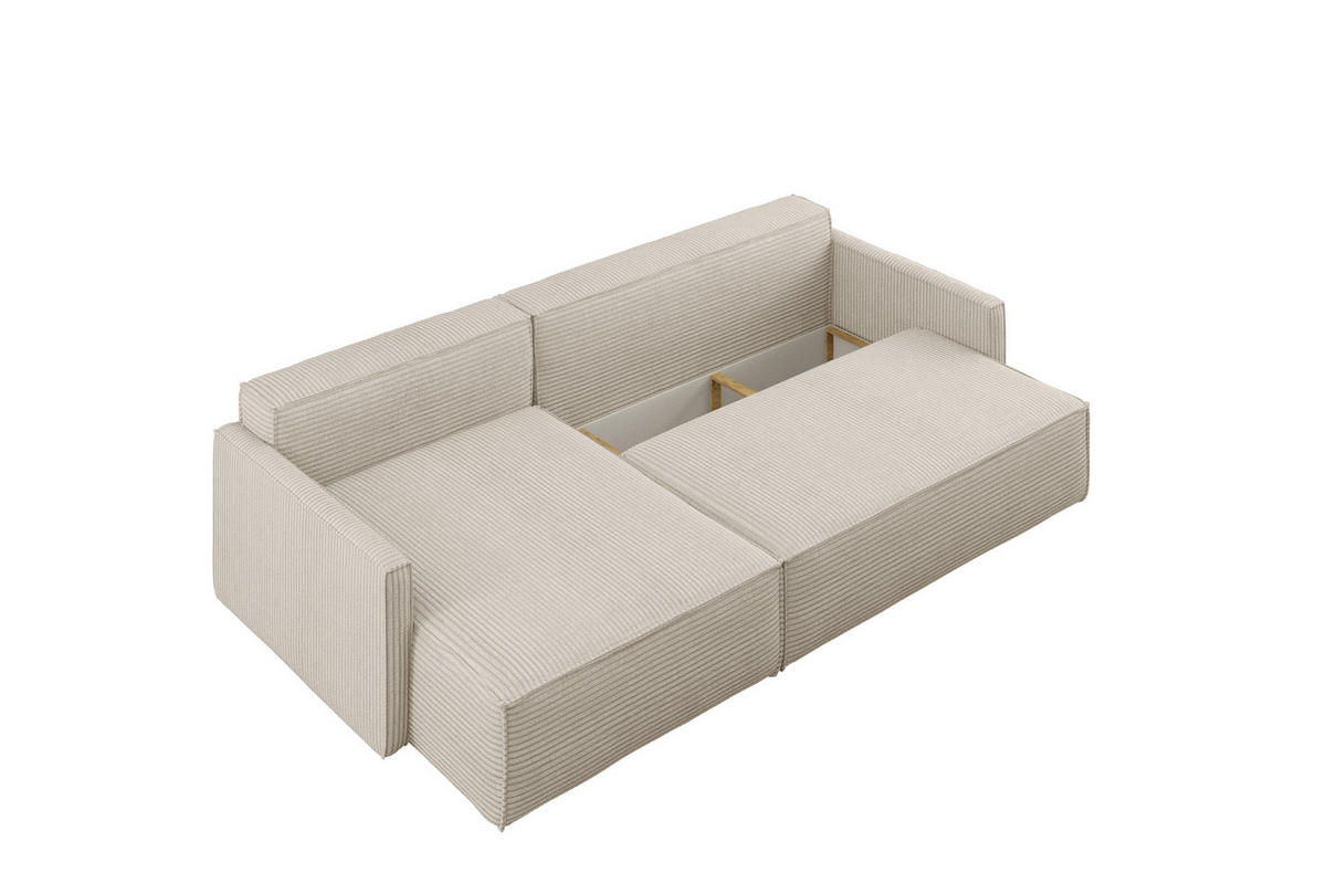 SCHLAFSOFA Carlos, Ecksofa L-Form mit schlaffunktion und bettkasten Stoff Poso Beige Links - Beige, Holz (142/83/250cm) - Kaiser Möbel
