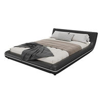 BODENBETT 140/200 cm Schwarz mit LED-Umgebungslicht - Schwarz, Kunststoff (140/200cm) - OKWISH