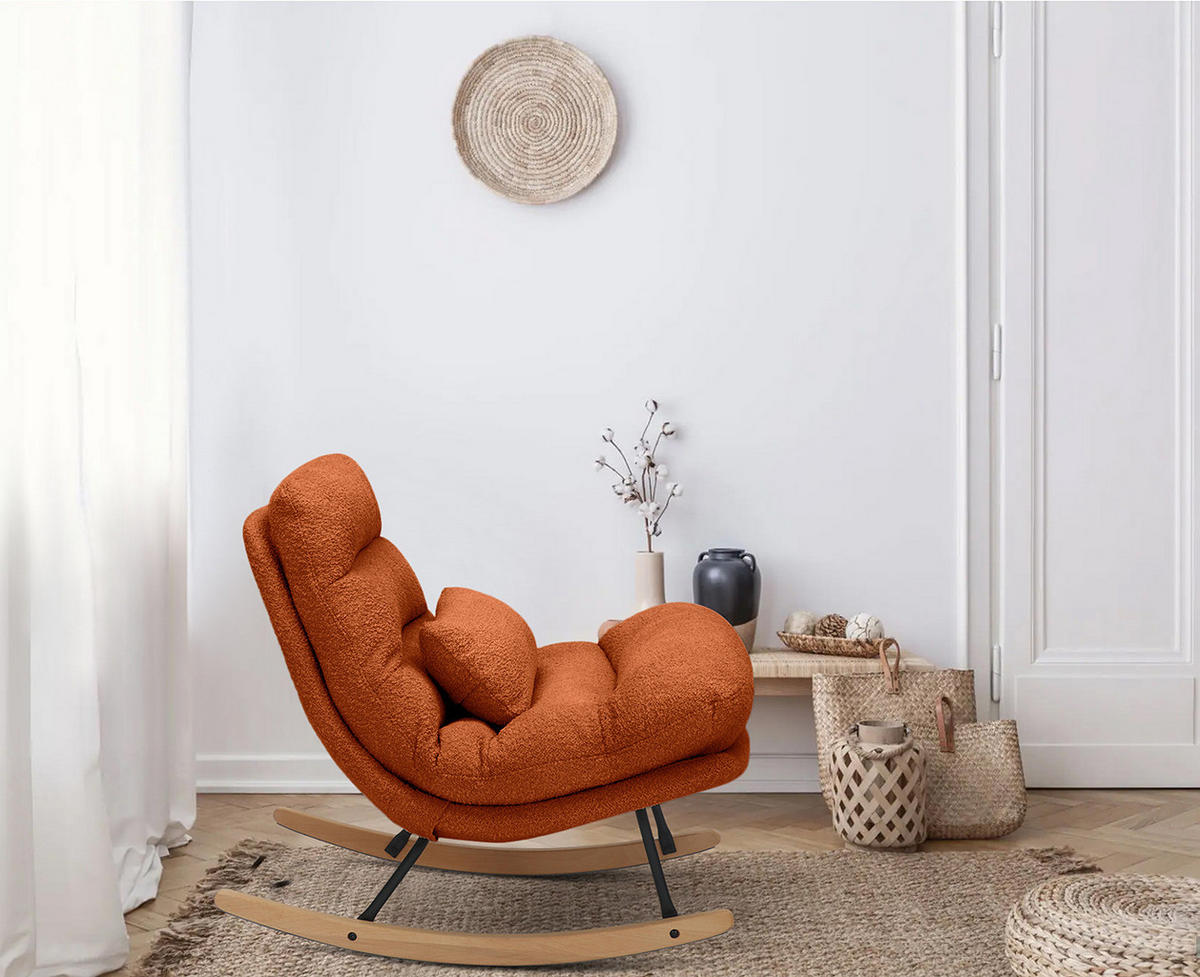 SCHAUKELSESSEL - Metall / Textil - Terracotta, Textil/Metall (82/83/89cm) - home24