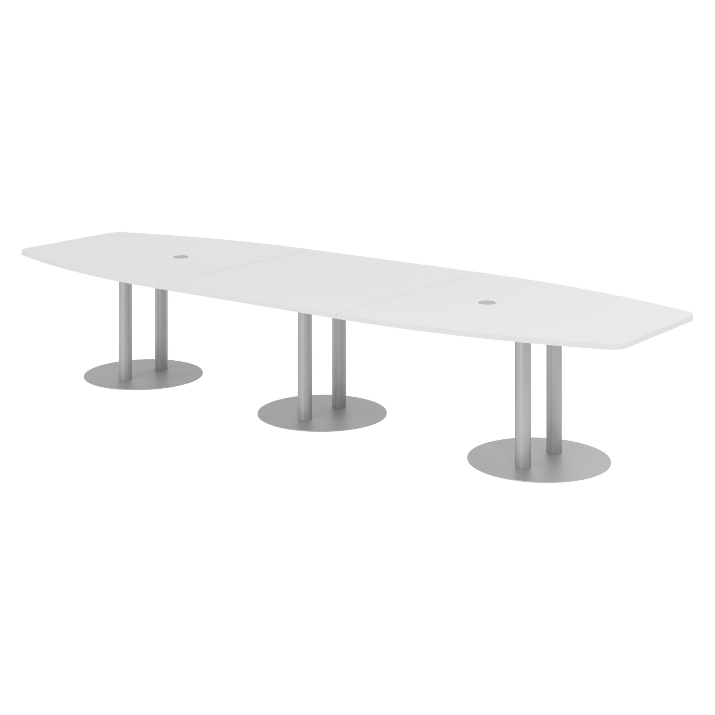 bümö Konferenztisch Weiß, Silber 400x74x130 cm