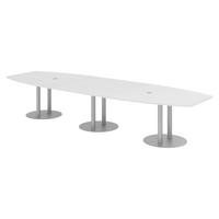 KONFERENZTISCH groß KT40 130/400/74 cm in Weiß/Säule in Silberfarben - Silberfarben/Weiß, Holzwerkstoff (130/400/74cm) - bümö