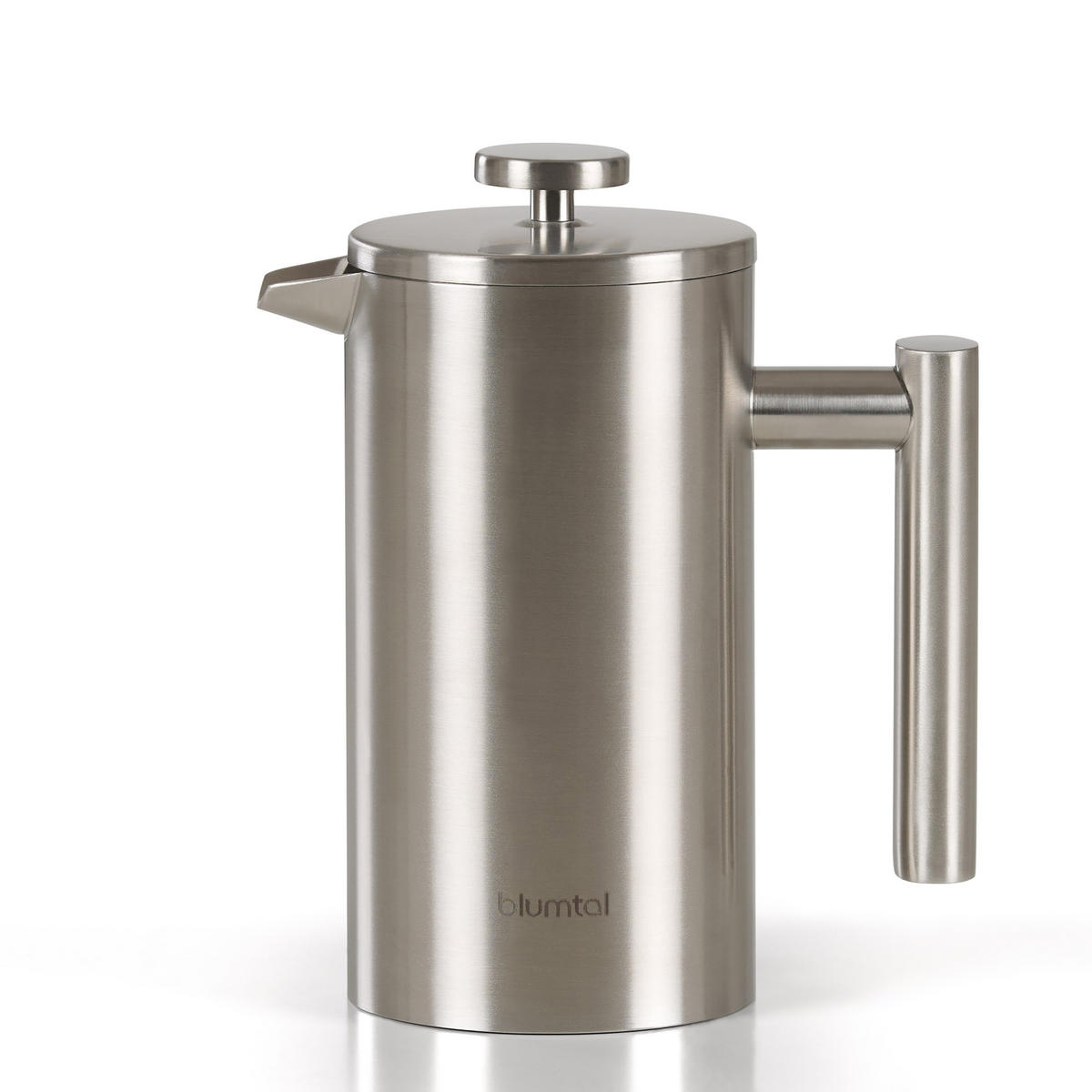 KAFFEEBEREITER French Press Edelstahl - doppelwandig isoliert mit Messskala inkl. Ersatzfilter & Anleitung, Spülmaschinengeeignet - Edelstahlfarben, Metall (14/13/21cm) - Blumtal