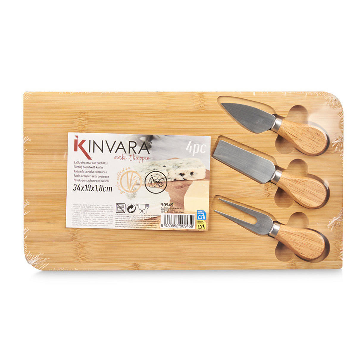 KÄSEBRETT Orva mit 3 Utensilien - Beige, Naturmaterialien (19/34cm) - Kinvara