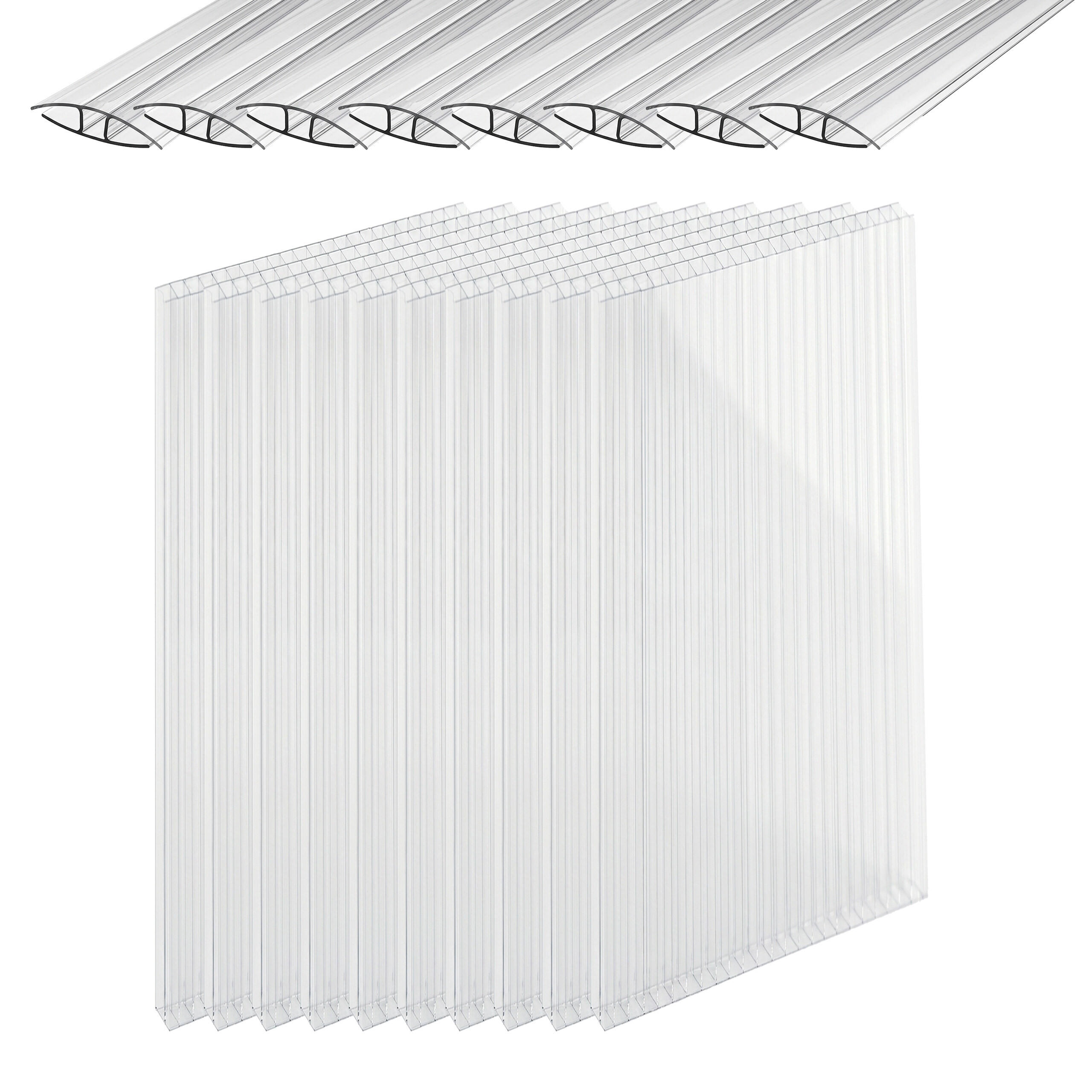 10XDOPPELSTEGPLATTEN - Transparent, Kunststoff (60.5/121/0.6cm) - Relaxdays