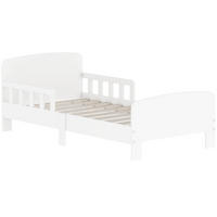 KINDERBETT 70/140 cm mit doppelseitigen Schutzschienen, niedrigem Profil und schneller Montage - Weiß, Holz (70/140cm) - MIVRAY