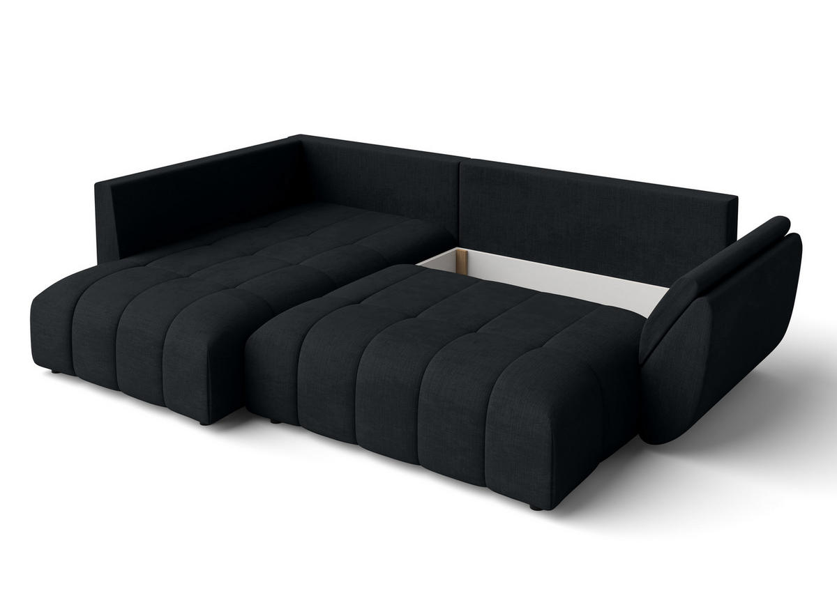 ECKSOFA L Form Corleone Schwarz 266/182/91 cm mit Schlaffunktion - Schwarz, Kunststoff/Textil (266/182cm) - AX Living