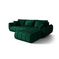 ECKSOFA SYDNEY PREMIUM rechts grün Velours Monolith 37 - Schlaffunktion, Bettkasten - Grün, Textil (280/185cm) - Cornero