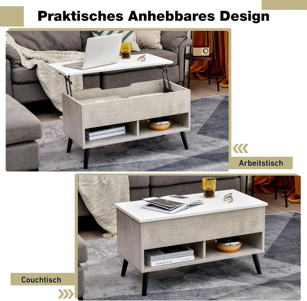 SOFATISCH Grau - Grau, Holz (40/80/45cm) - COSTWAY