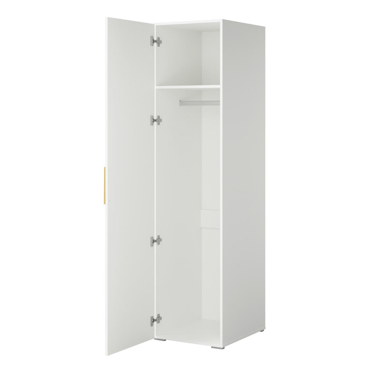 DREHTÜRENSCHRANK Napoli 1D 50 Weiß (schwarzer oder goldener Griff) - Silberfarben/Schwarz, Holzwerkstoff/Kunststoff (50/35/60cm) - mzm24