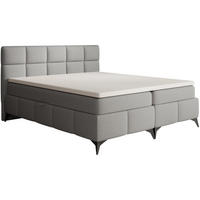 BOXBETT Solido mit Bettkasten 180x200 cm hellgrau - Hellgrau/Schwarz, Textil/Metall (180/200cm) - Beautysofa