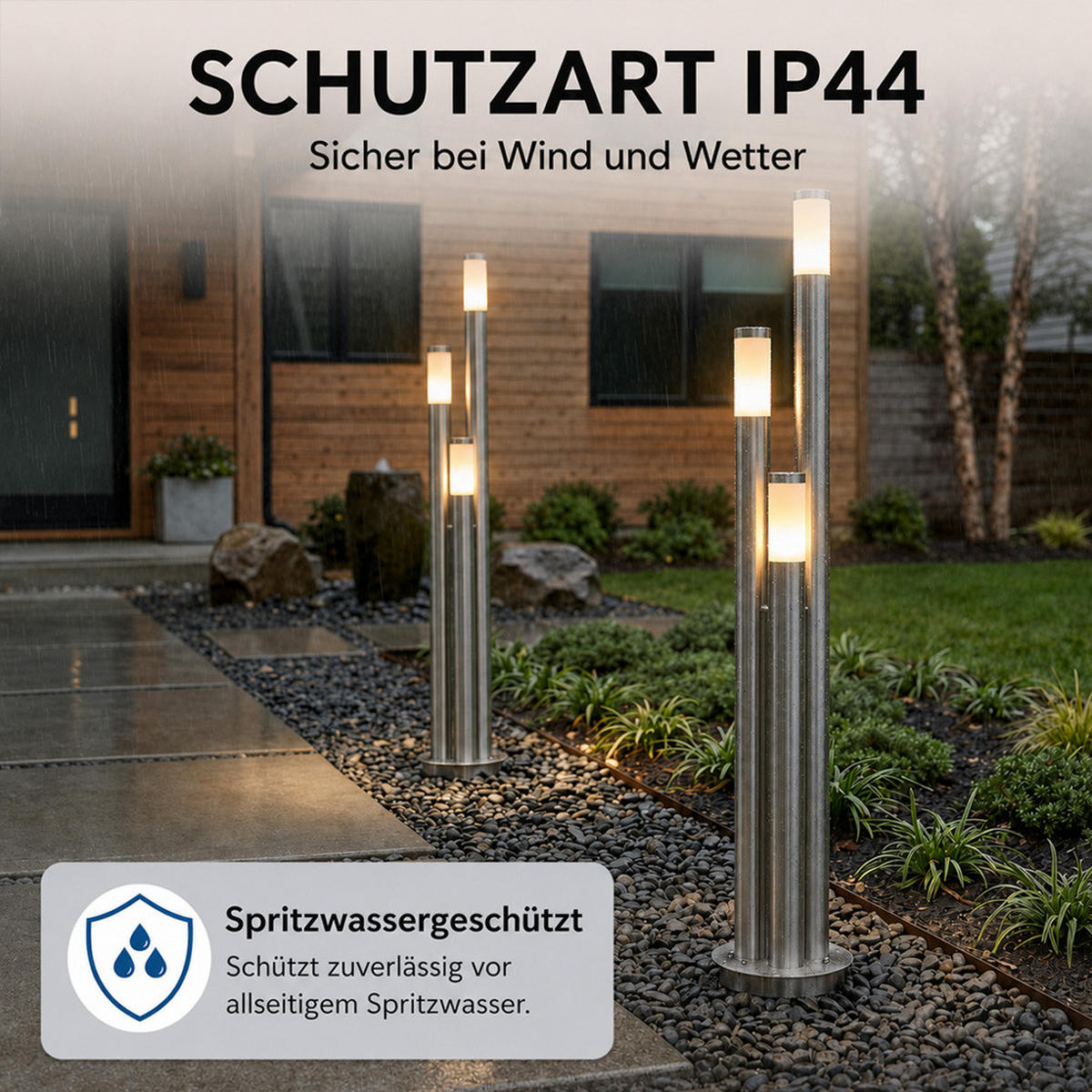 LED STEHLAMPE BOSTON Edelstahl Silber - Silberfarben, Metall (28/28/170cm)