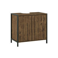 WASCHBECKENUNTERSCHRANK Naola Eiche/Schwarz 70 x 65 cm mit 2 geschlossenen Ablagefächern - Eichefarben/Schwarz, Holzwerkstoff (70/65/40cm) - Vicco