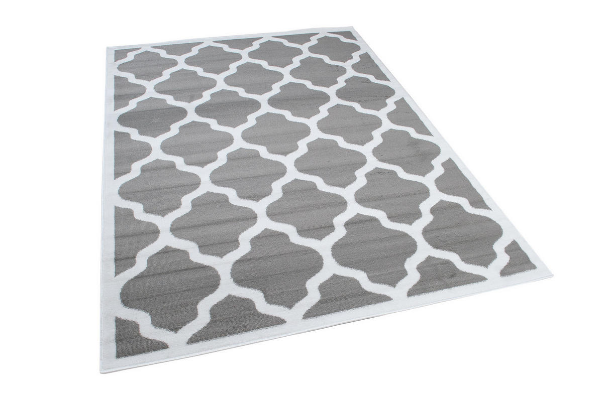 TEPPICH LUXURY Grau Marokkanisch Rauten 140/200 cm - Grau, Textil (140/200cm) - Tapiso