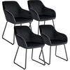ESSZIMMERSTUHL Jeane,57 x 61 x 85,5 cm, Belastbarkeit 120 kg,Samtoptik schwarz/schwarz - Schwarz, Kunststoff (57/85.5/61cm) - tectake