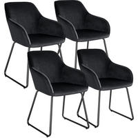 ESSZIMMERSTUHL Jeane,57 x 61 x 85,5 cm, Belastbarkeit 120 kg,Samtoptik schwarz/schwarz - Schwarz, Kunststoff (57/85.5/61cm) - tectake
