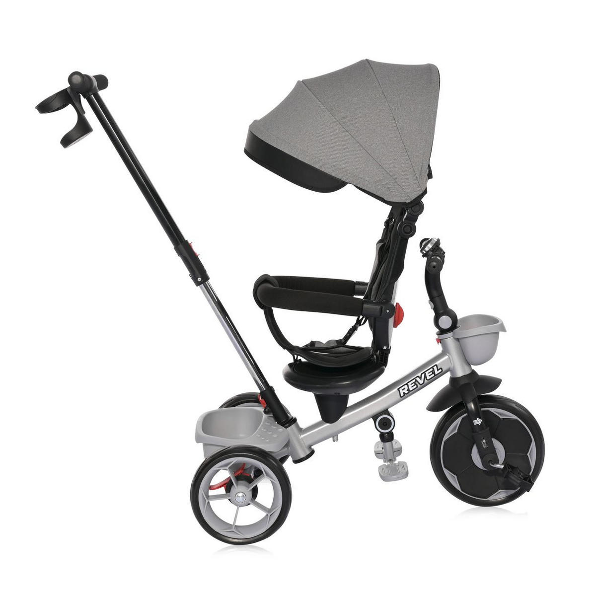 DREIRAD Revel 3 in 1 grau Freilauf Lenkstange Becherhalter Korb - Grau, Metall (55/54/78cm) - Lorelli