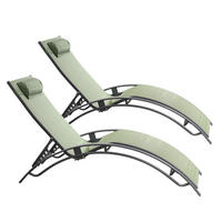 LIEGESTÜHLE Cali aus Stahl Grau 2er-Set + Tisch - Grau, Metall (81/59/157cm) - Concept Usine