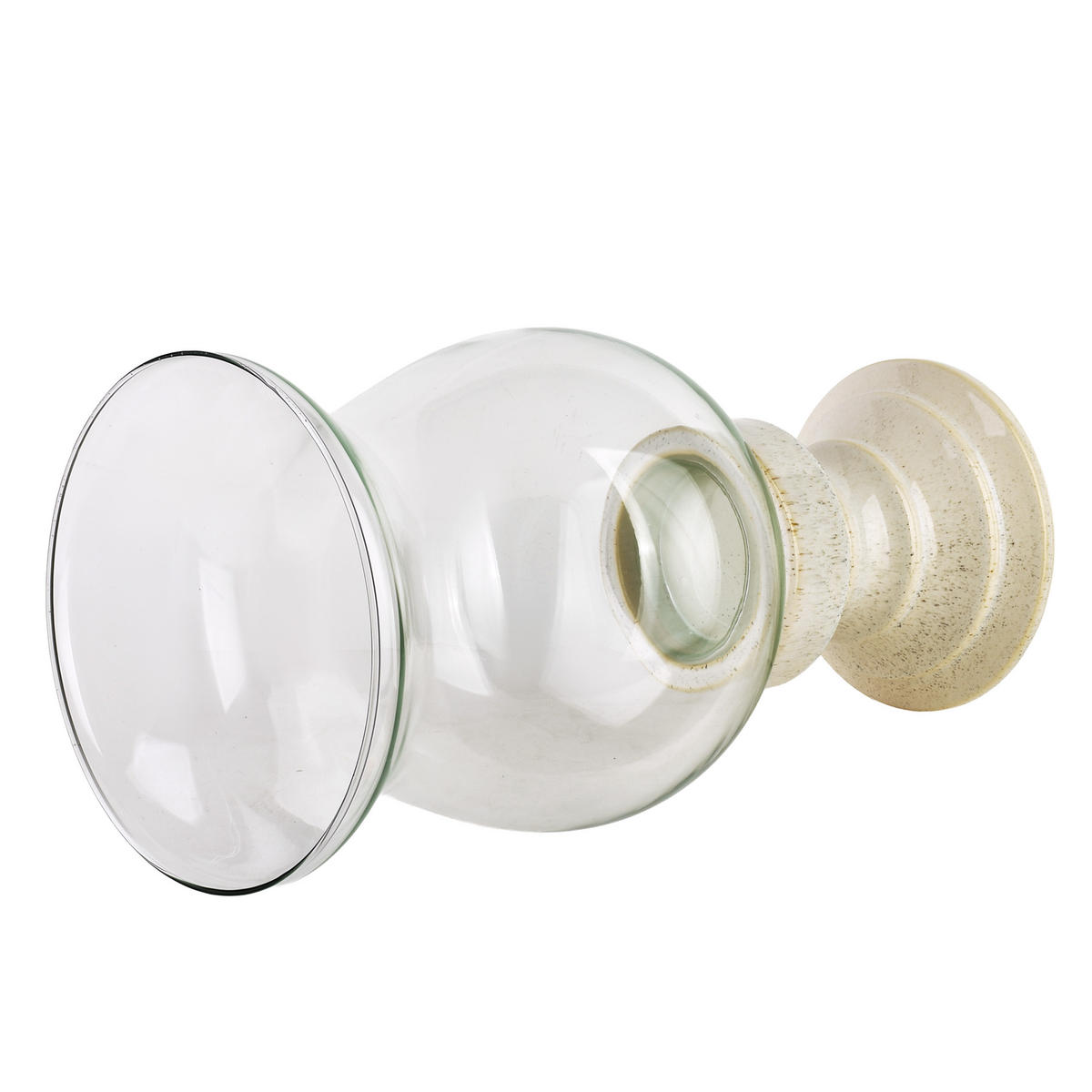 LATERNE Evam 20,5/20,5/39,5cm Keramik und Glas - Beige, Keramik (40cm) - Mondex