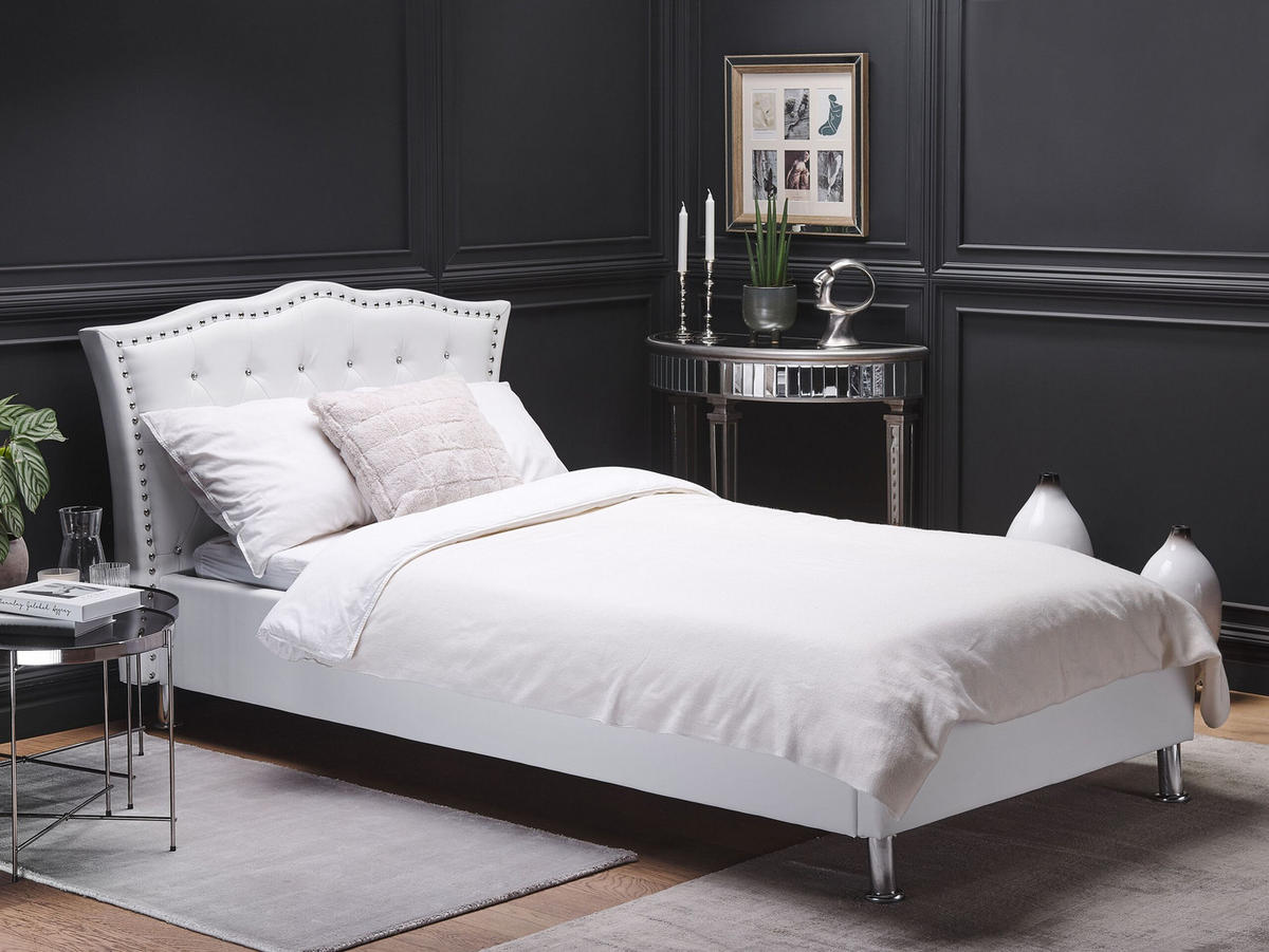 BETT 90/200cm Weiß Metz - Weiß, Kunststoff/Textil (90/200cm) - Beliani