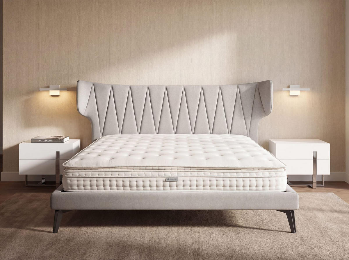 HYBRIDMATRATZE aus Naturlatex mit Minifedern und 7-Zonen-Taschenfedern 160/200/34 cm - Weiß, Textil (160/200cm) - ANGEL CERDA