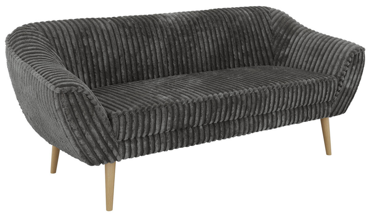TŘÍMÍSTNÁ POHOVKA PIRS 3 - Šedá Manšestr - Dřevěné nohy - šedá/barva buku, kompozitní dřevo/textil (180/75/74cm) - MKS