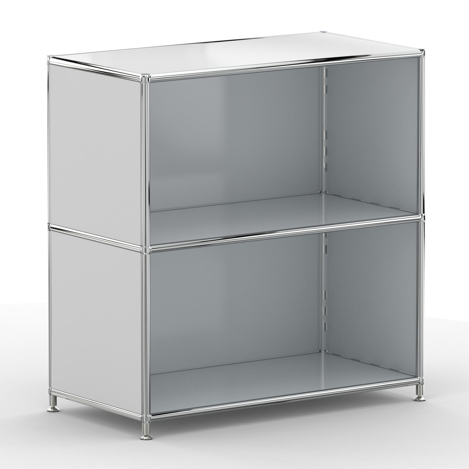 AKTENSCHRANK Büro, 2 offene Fächer, Breite 77 cm, Lichtgrau - Chromfarben/Hellgrau, Metall (40/80.5/77.2cm) - Versee
