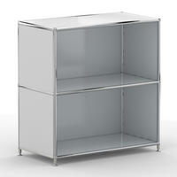 AKTENSCHRANK Büro, 2 offene Fächer, Breite 77 cm, Lichtgrau - Chromfarben/Hellgrau, Metall (40/80.5/77.2cm) - Versee