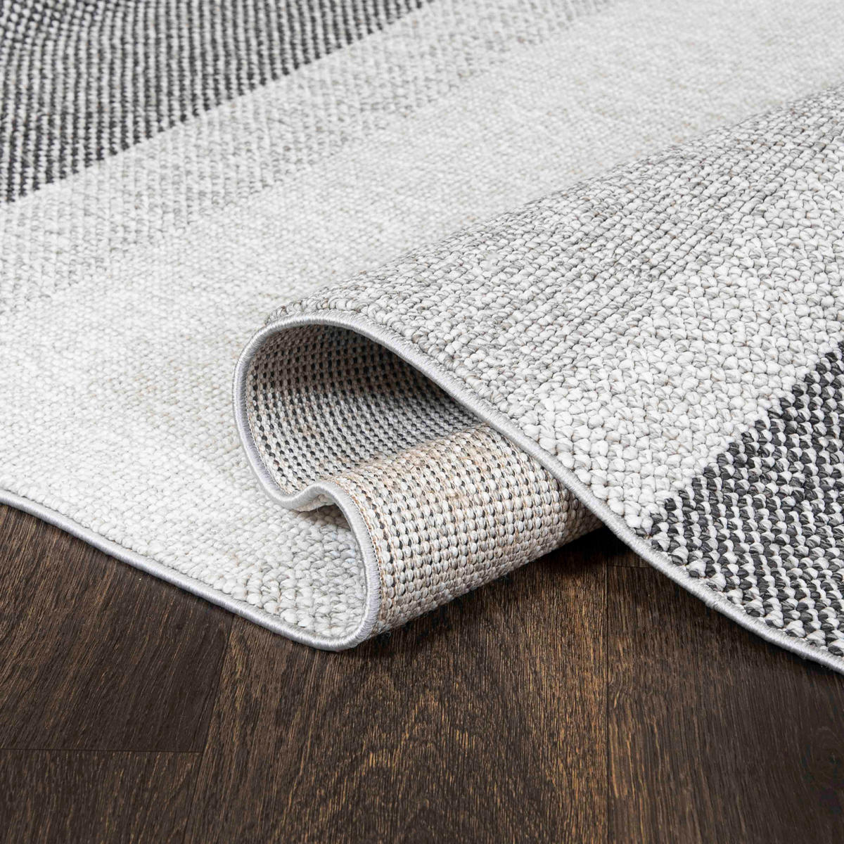 TEPPICH Lora PE13A Mazovia 80x150cm Anthrazit Grau Gestreift Kurzflor - Anthrazit, Textil (80/150cm) - Mazovia