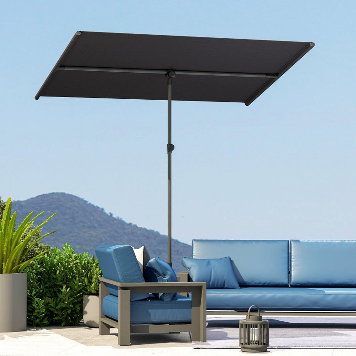 SONNENSCHIRM Höhenverstellbarer Gartenschirm Dunkelgrau - Grau, Metall (150/205cm) - ComfortXL