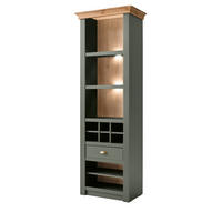 REGAL grün, Wotan Eiche Landhaus, Regalschrank mit Weinregal - Dunkelgrün/Messingfarben, Holzwerkstoff/Metall (68/207/45cm) - Furn.Design