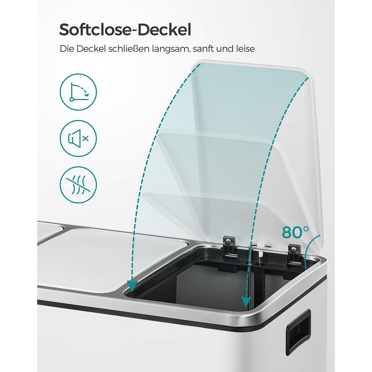MÜLLEIMER PARAMARIBO - Weiß, Metall (31.5/56/61.5cm) - Hansiro