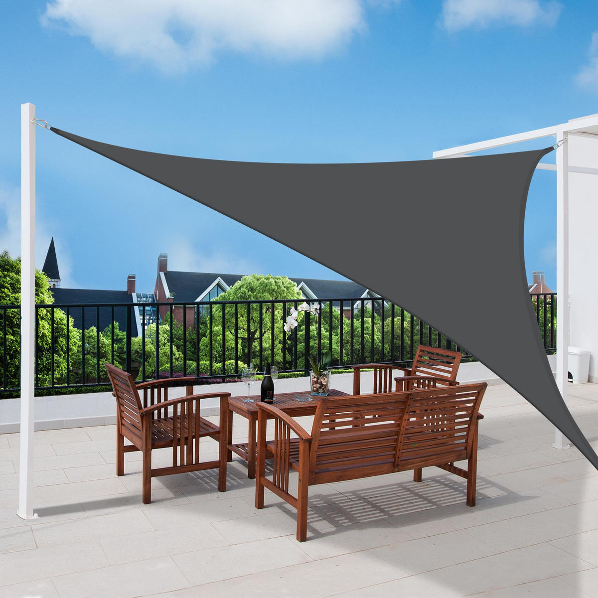 SONNENSEGEL SolVision PS9 500/500/700 cm dreieckig Anthrazit PE - Anthrazit, Kunststoff (500/500cm) - Sol Royal