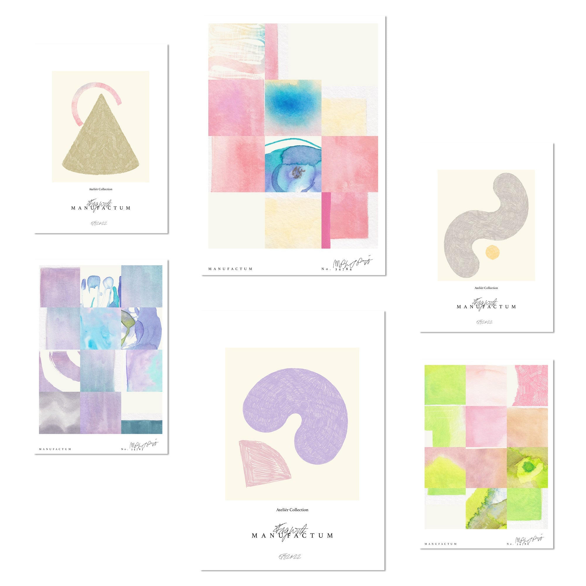 POSTER Set Mit 6 Pastellfarbene Abstrakte Kunst A3 & A4 Rahmenlos - Klar, Papier (29/3cm) - Nacnic