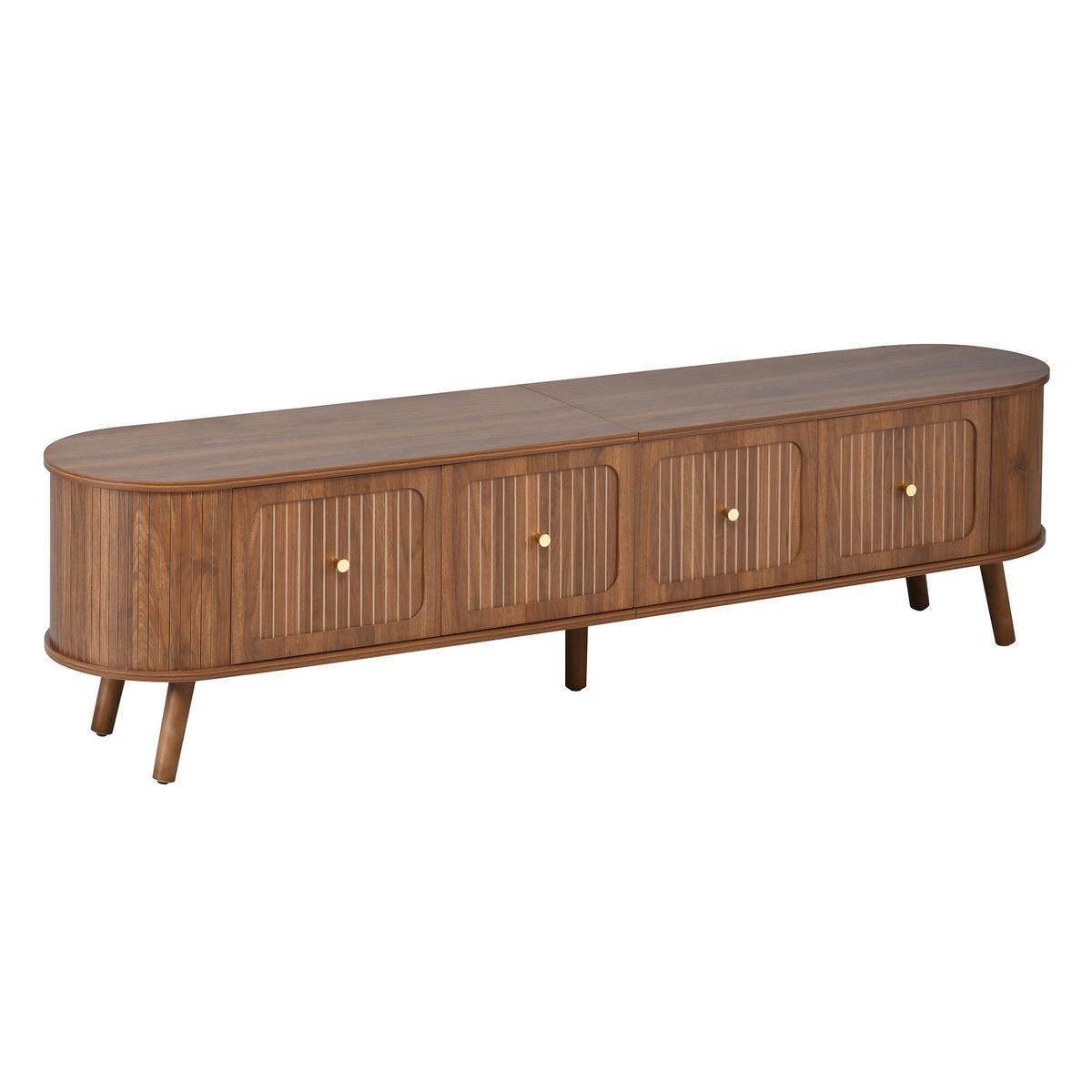 TV-SCHRANK 180/38/47 cm mit Klapptüren und Stauraum, Vintage-Design mit Holzbeinen, Nussbaum - Braun, Holzwerkstoff (180/47/38cm) - Redom