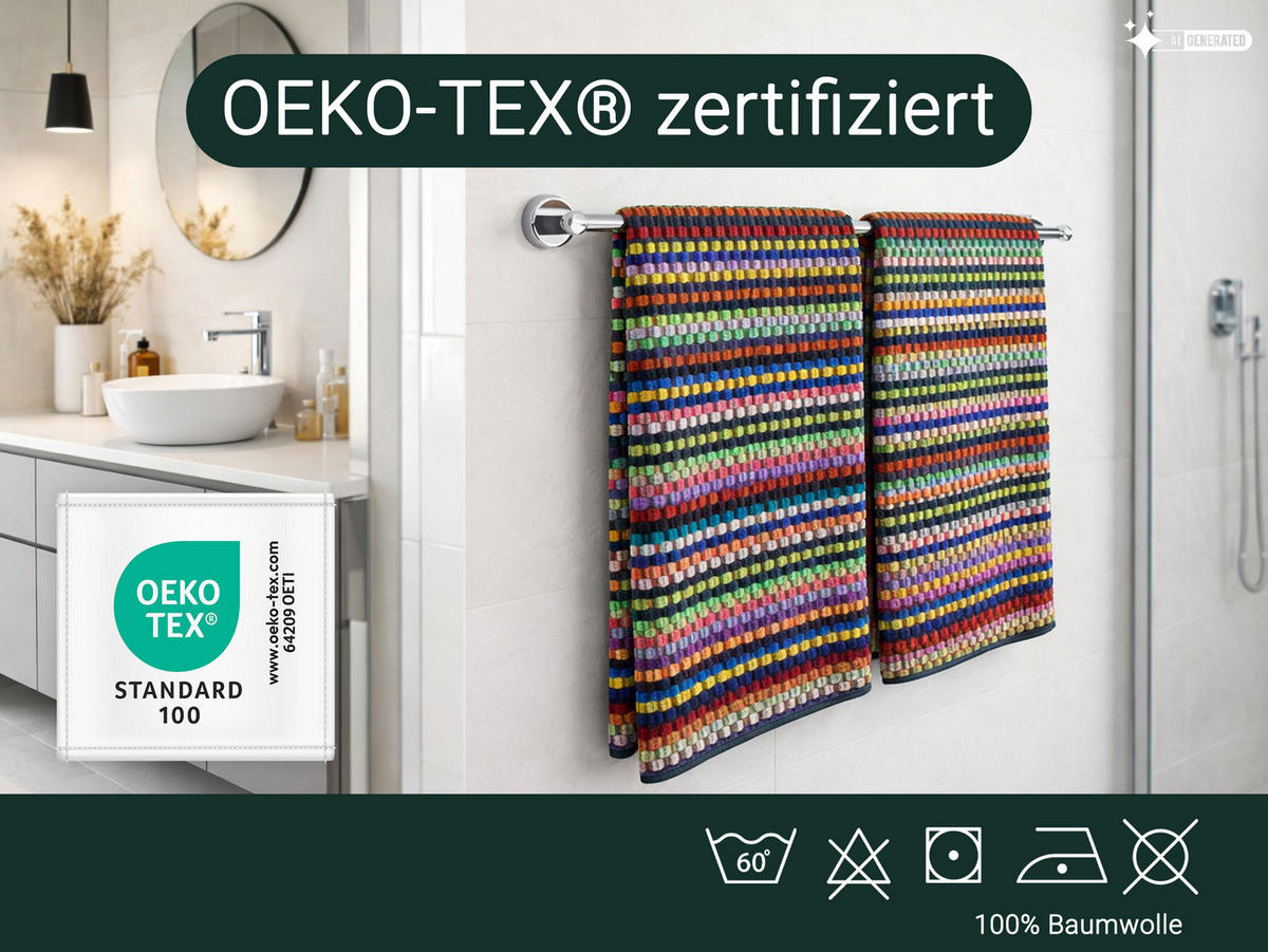 DUSCHTÜCHER, 2er-Set, 70x140 cm, 100% Baumwolle, bunt - Multicolor, Textil (70/140cm) - Zollner