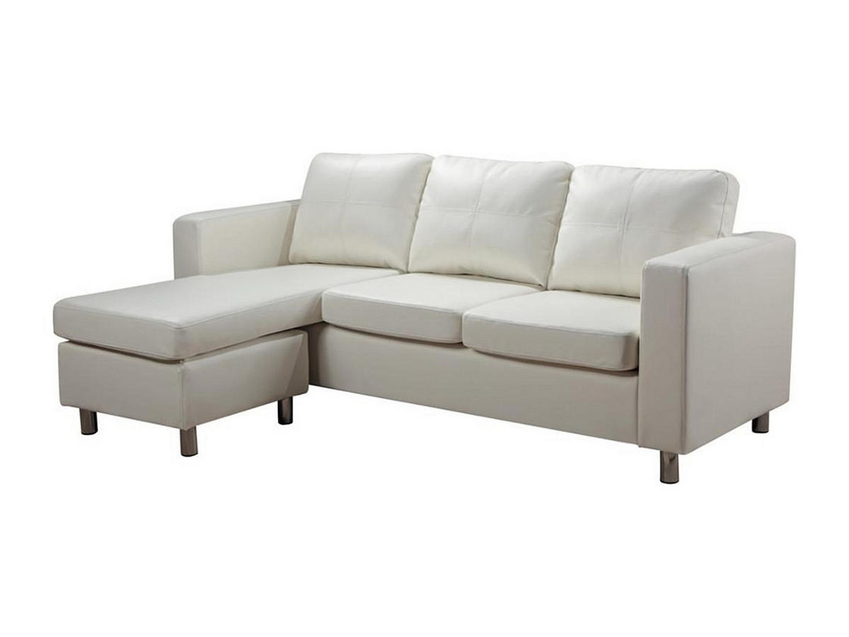 SOFA - 4 Personen - kunstleder - elfenbeinfarben Ackley - Weiß, Leder/Textil (196/77/133cm) - Vente-Unique