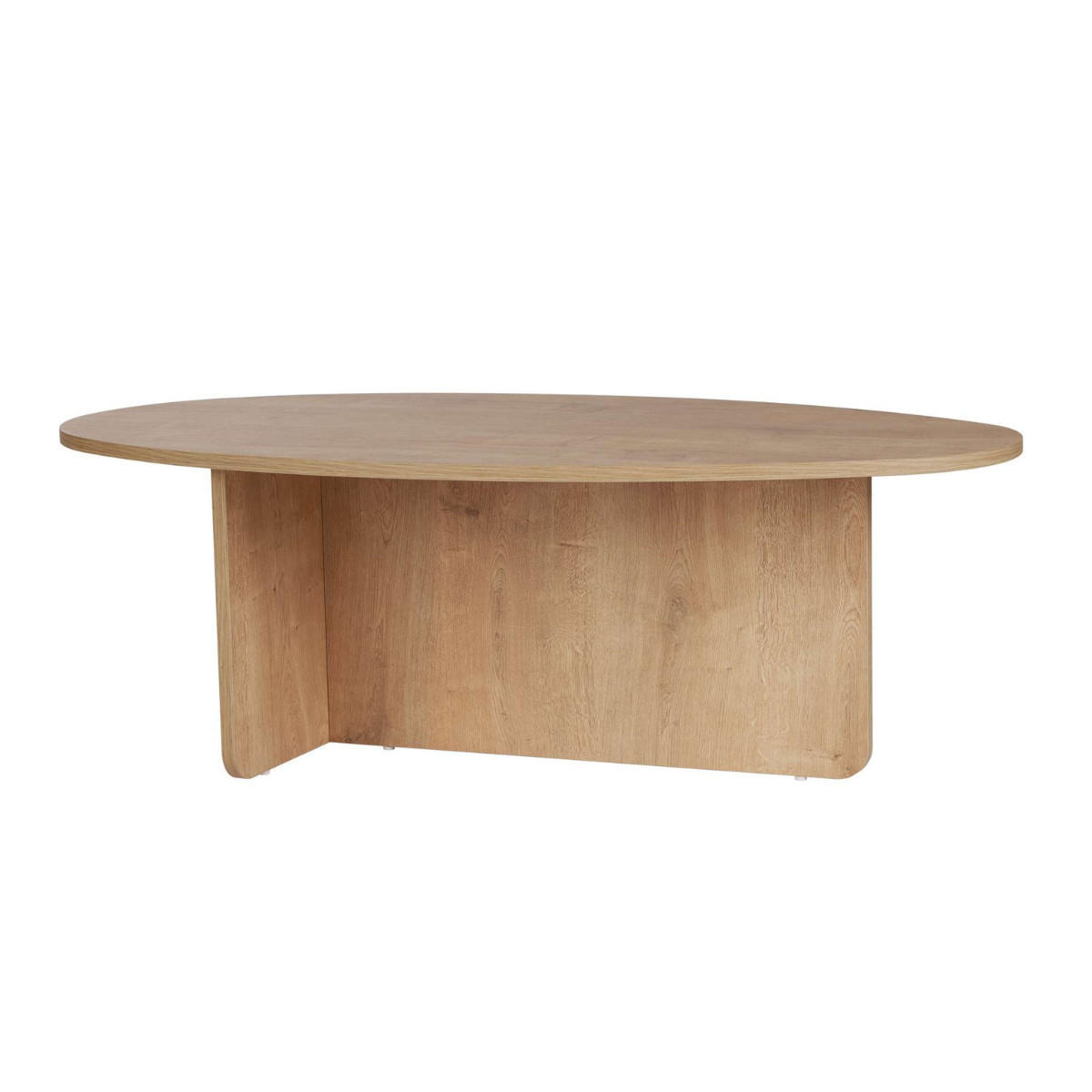 COUCHTISCH mit ovaler Platte L125 cm 65/120/40 cm - Eichefarben, Holzwerkstoff (70/65/40cm) - Calicosy