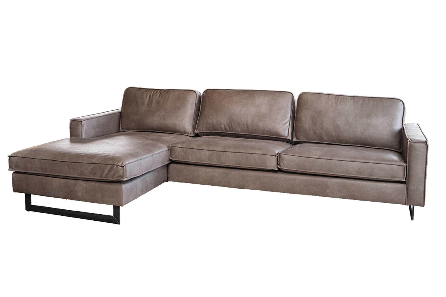 ECKSOFA VILNIUS Anthrazit Kunstleder - Anthrazit/Schwarz, Leder/Textil (286/170cm) - KAWOLA