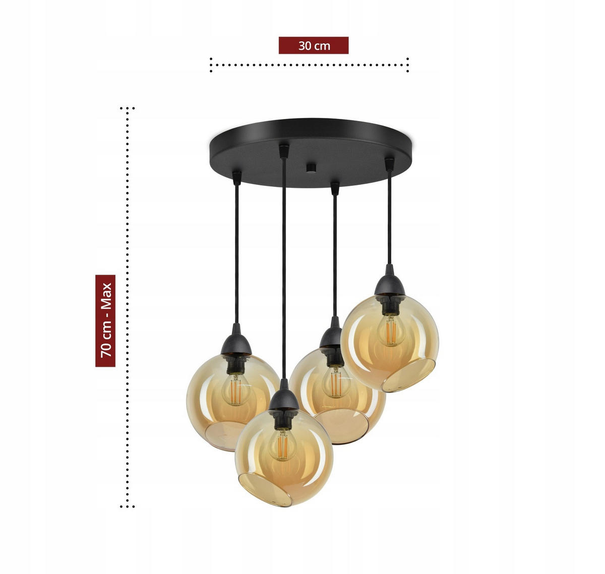 PENDELLEUCHTE Kogel - Transparent/Schwarz, Glas/Metall (35/35/80cm) - kiki design