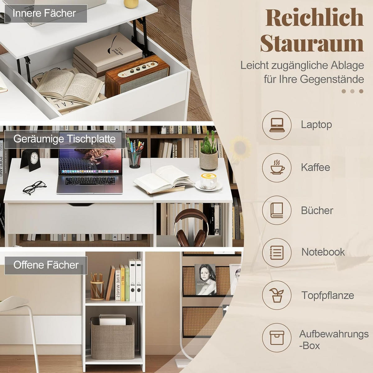 DATORBORD vitt - Vit, Träbaserade material (49/100/75cm) - COSTWAY