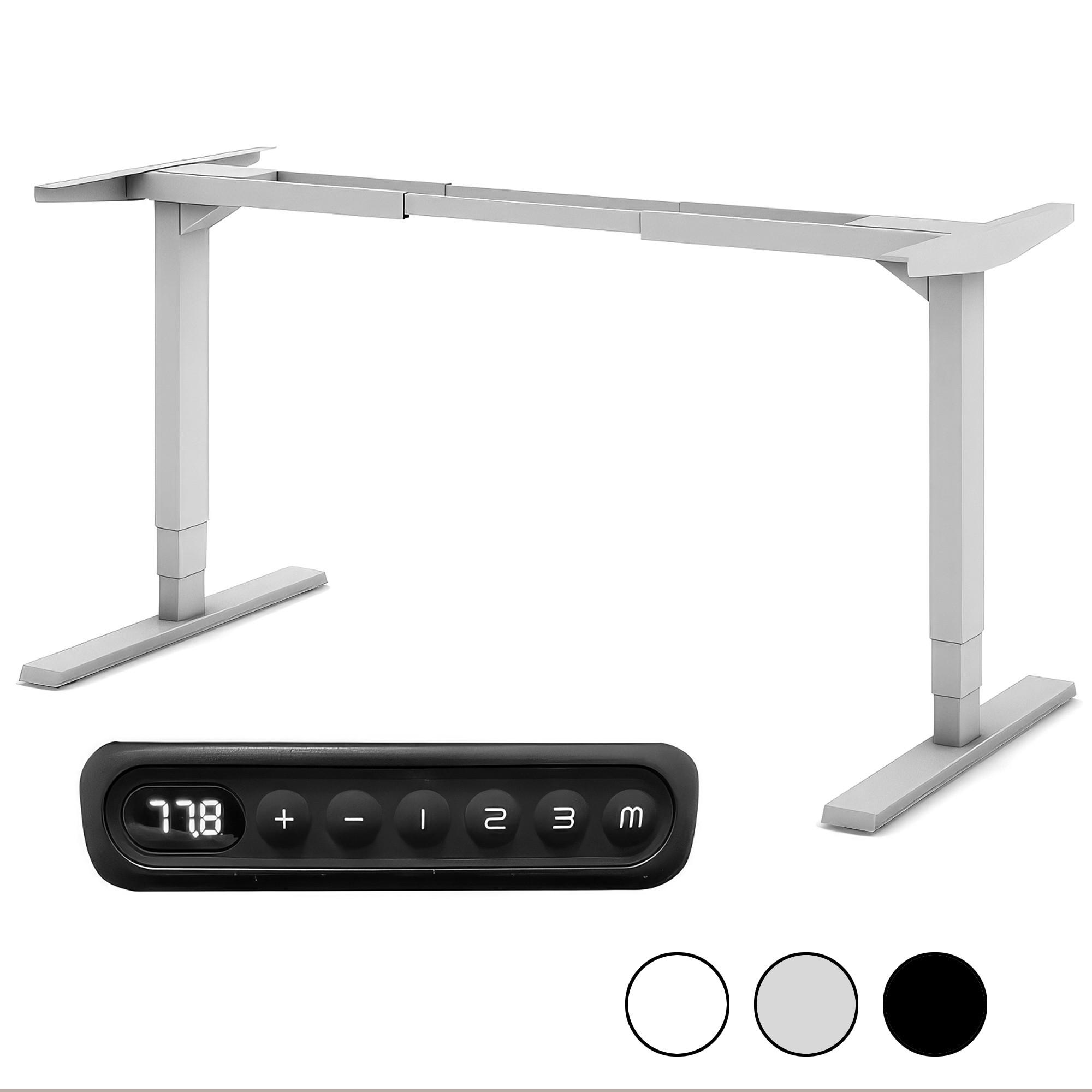 SCHREIBTISCHGESTELL Elektrisch höhenverstellbares Schreibtischgestell /62-127cm Weißaluminium - Silberfarben, Metall (117/25/23cm) - ASSMANN