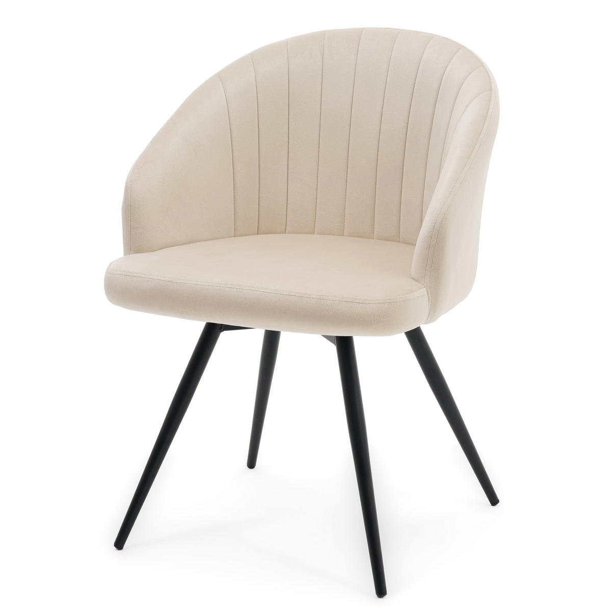 STUHL MODENA drehbar gepolsterter mit Steppung - beige - Samt Velour - Beige/Schwarz, Textil/Metall (57/80/59cm) - NEW HOME