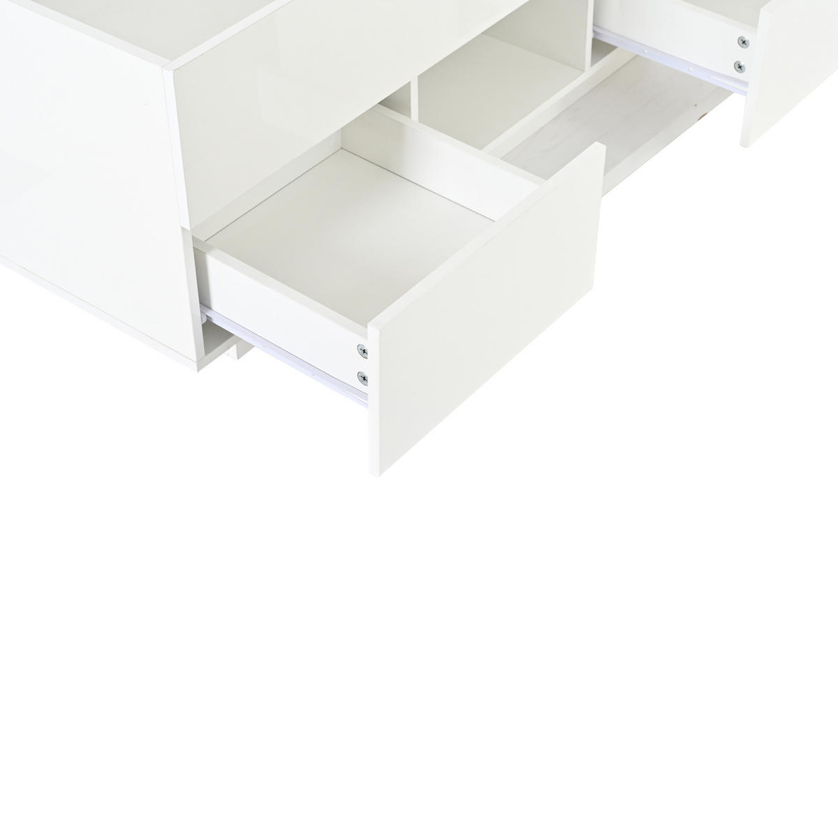 COUCHTISCH aus Spanplatte 100x45x43 cm in Weiß mit LED & höhenverstellbarer Tischplatte - Weiß, Holzwerkstoff (100/45/43cm) - Modfu