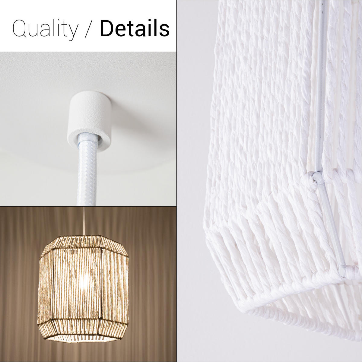 PENDELLEUCHTE Hugo Pd1 Pepe - Weiß, Metall (24/21/29cm) - Paco Home