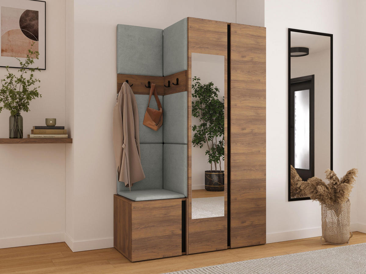 MOBILIER PENTRU HOL Orion XXVI - culoare lemn de nuc/gri, material plastic/compozit lemnos (116/186/46cm) - MIRJAN24
