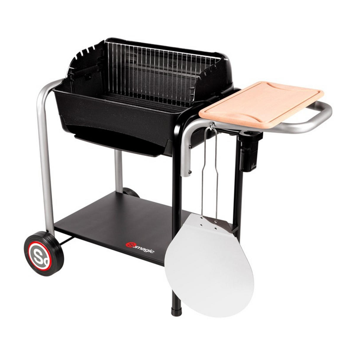 HOLZKOHLEGRILL Roma Schwarz - Schwarz, Metall (57.5/84.5/106.5cm) - Somagic