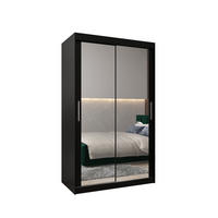 SCHWEBETÜRENSCHRANK 200/120/62 2-türig - Silberfarben/Schwarz, Holz/Kunststoff (120/200/62cm) - Abiks Möbel