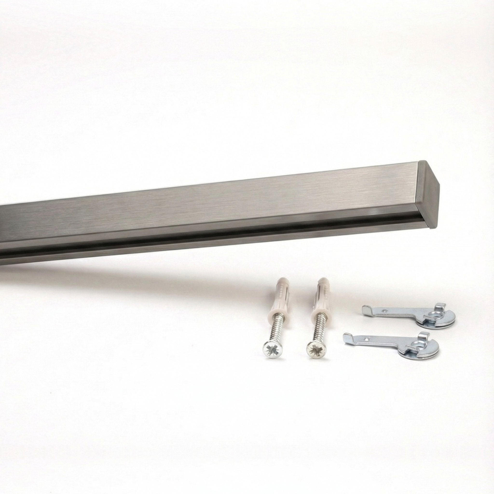 GARDINENSCHIENE auf Maß 1-lauf Deckenmontage Square 110cm - Silberfarben, Metall (110cm) - Deco-Raum
